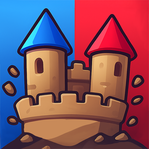 Cartoon castles with red and blue towers facing each other – Castle Clashers! mobile strategy game by EpiCoro Games